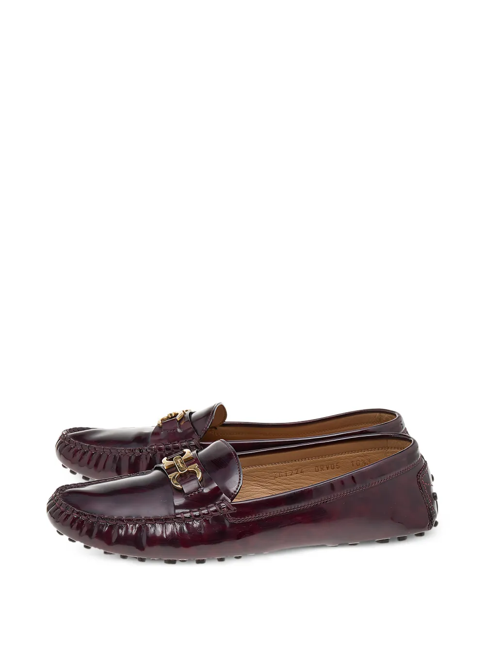 Ferragamo Pre-Owned Gancini-detail patent-leather loafers - Rosso