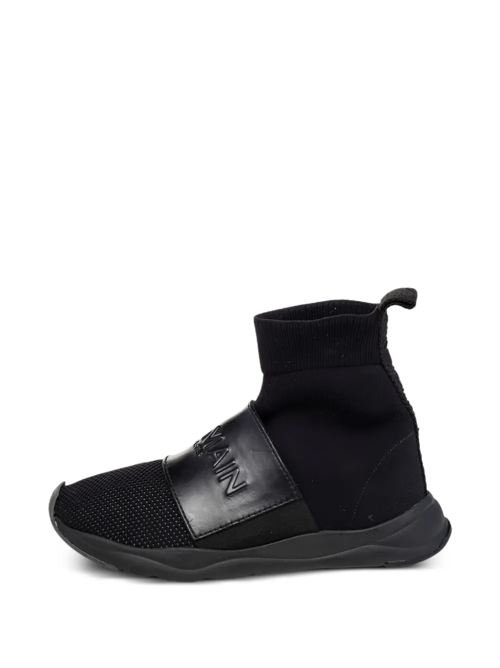 Balmain Pre-Owned Cameron logo-strap high-top slip-on sneakers - Schwarz