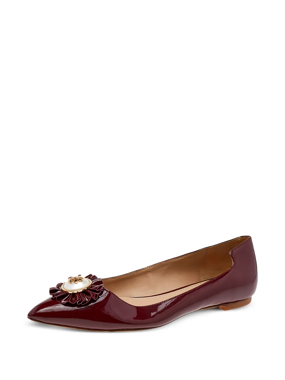 Tory Burch flower-detail pointed-toe ballet flats - Rosso