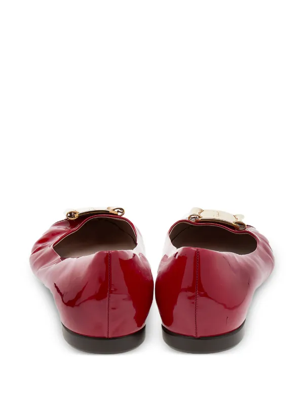 Ferragamo Pre-Owned エナメルレザー フラットパンプス | レッド