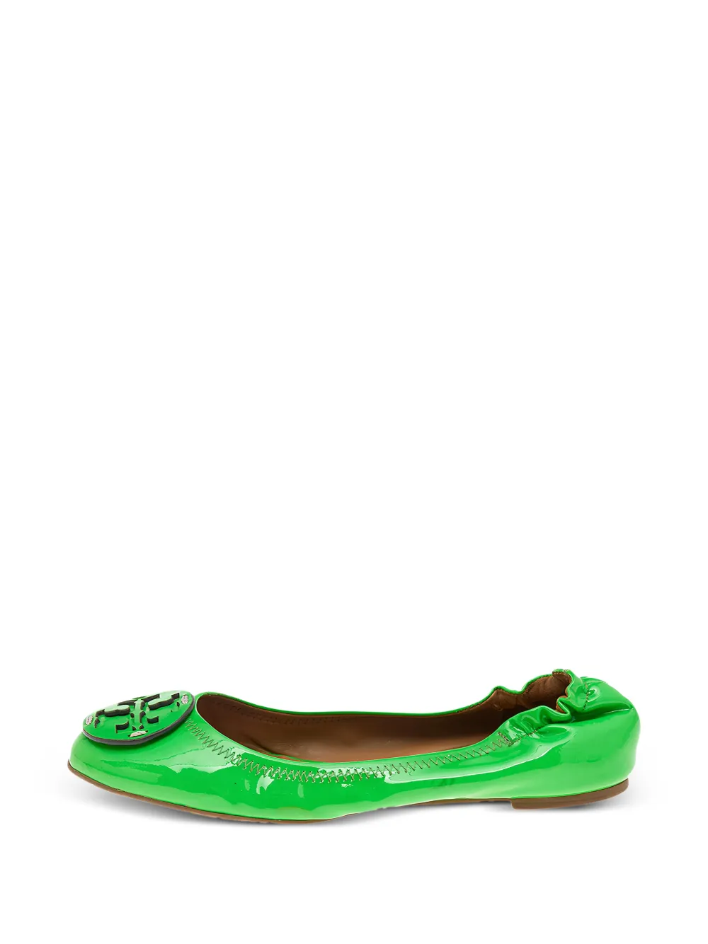 Tory Burch logo-accent scrunch ballet flats - Verde