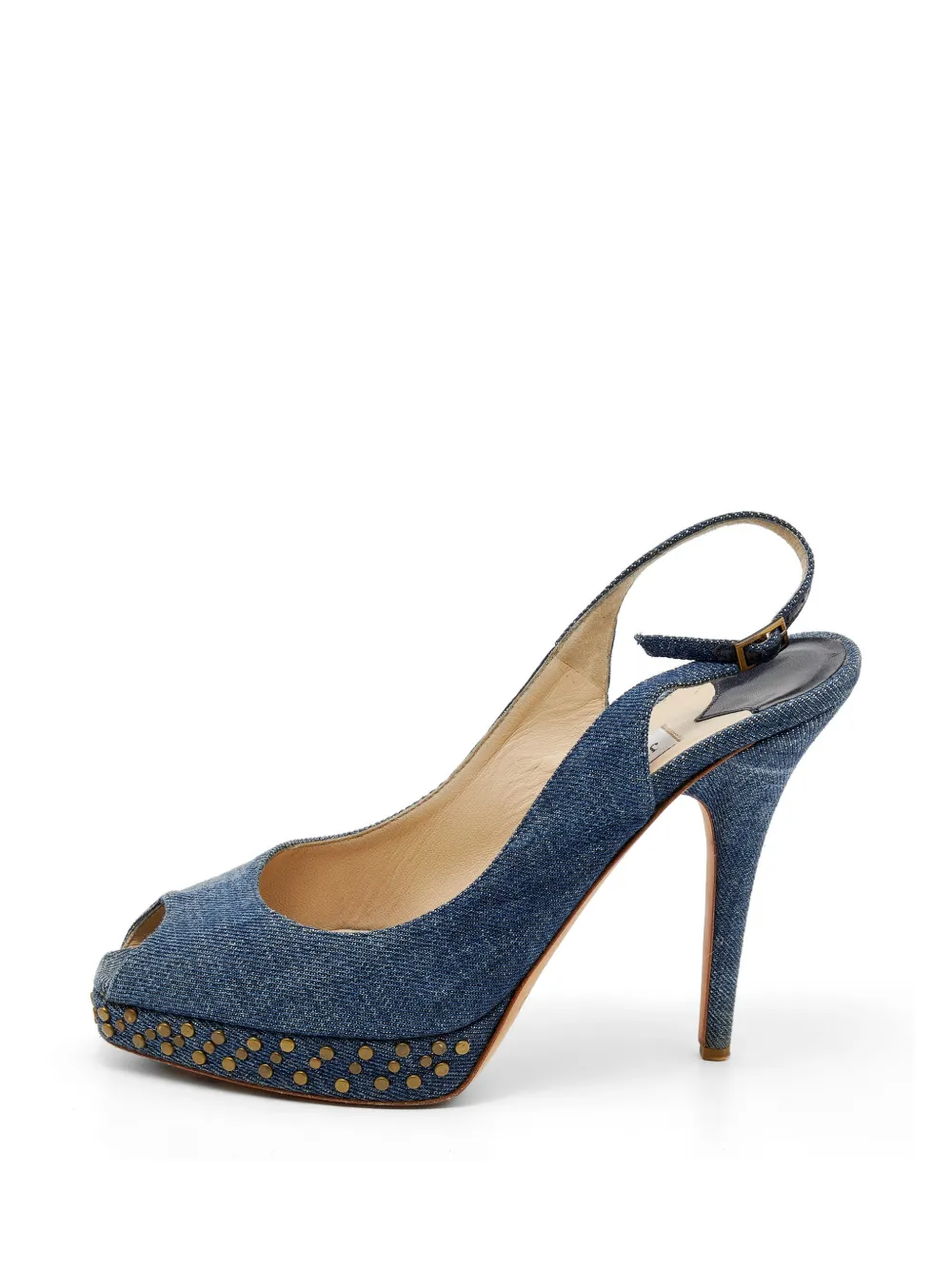 Jimmy Choo Pre-Owned studded peep-toe heeled sandals - Blu