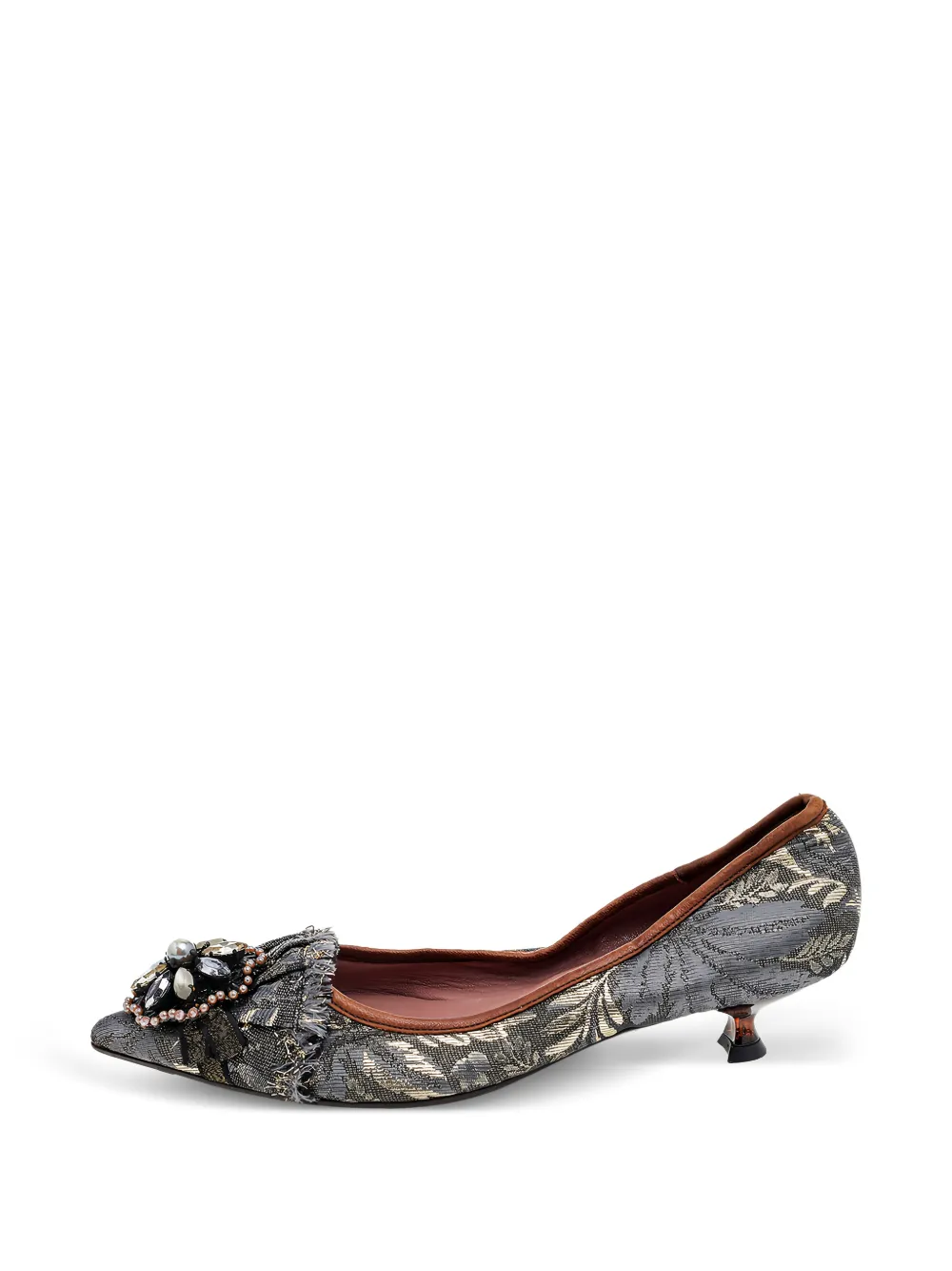 Miu Miu Pre-Owned jacquard embellished pumps - Grigio