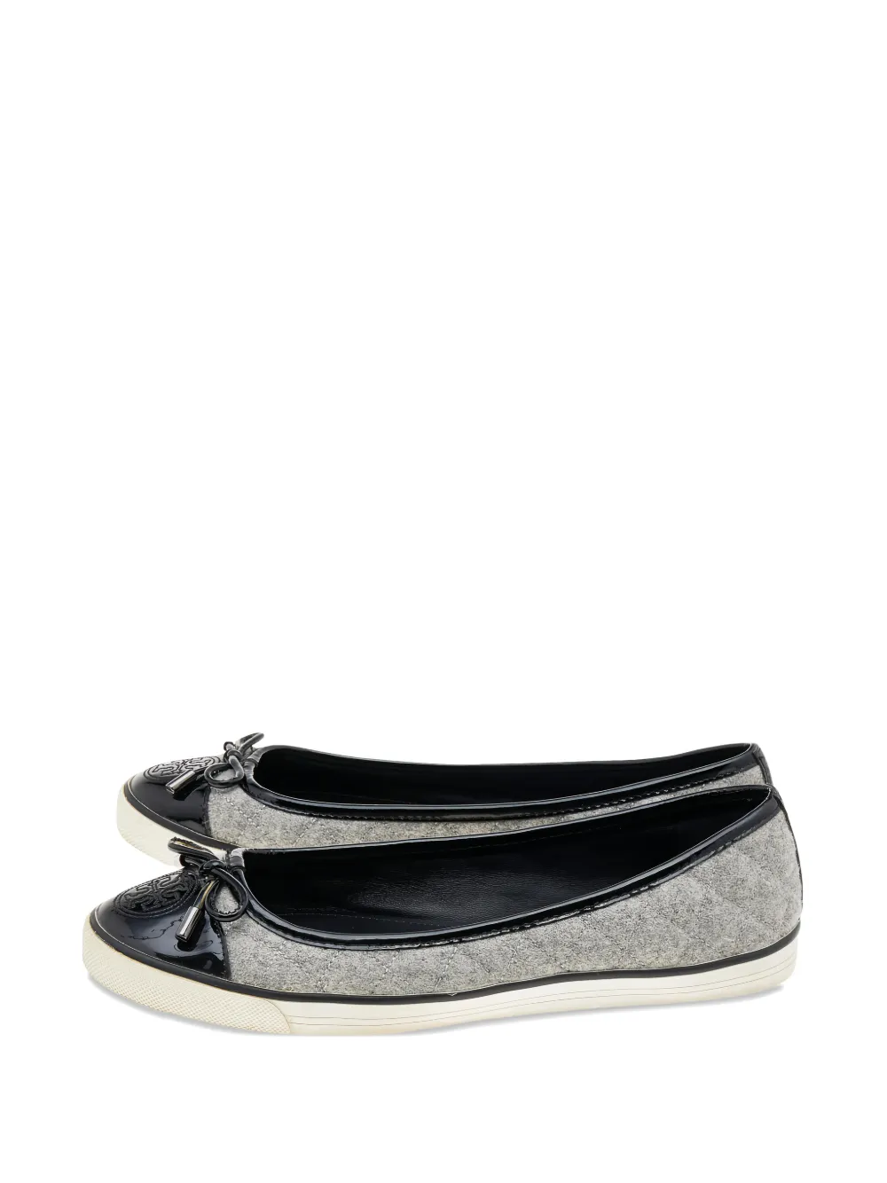 Tory Burch quilted bow ballet flats - Grigio