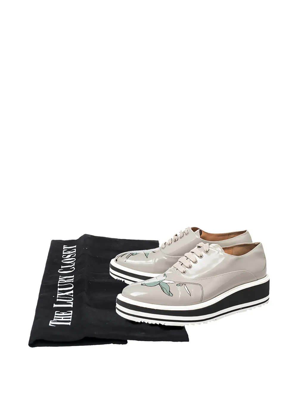 Prada Pre-Owned floral-print platform oxfords - Grau