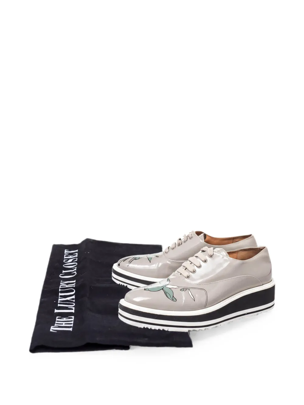 Prada Pre-Owned floral-print platform oxfords - Grigio