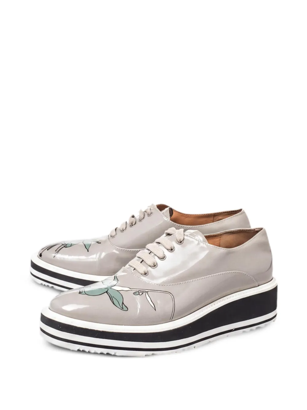 Prada Pre-Owned floral-print platform oxfords - Grau