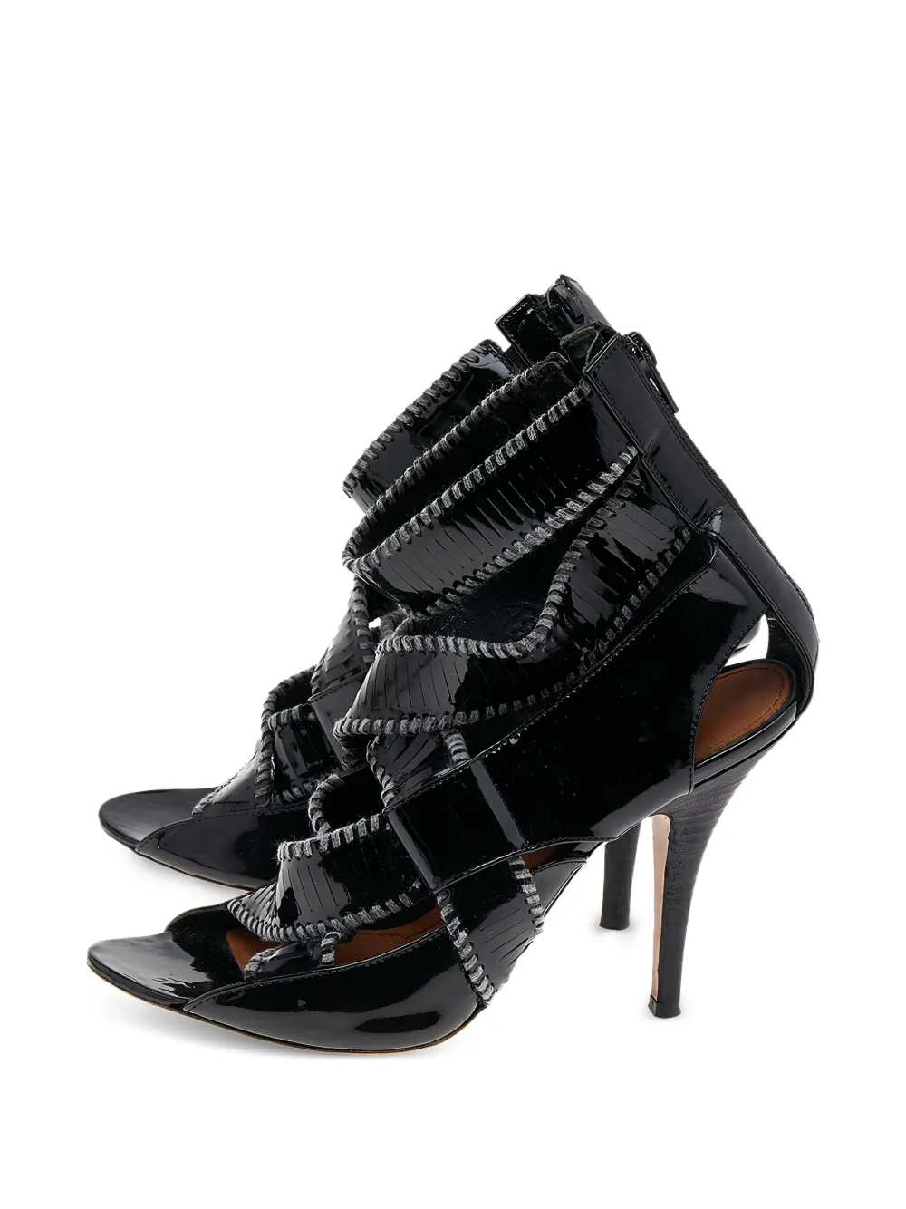 Givenchy Pre-Owned whipstitch patent leather sandals - Schwarz
