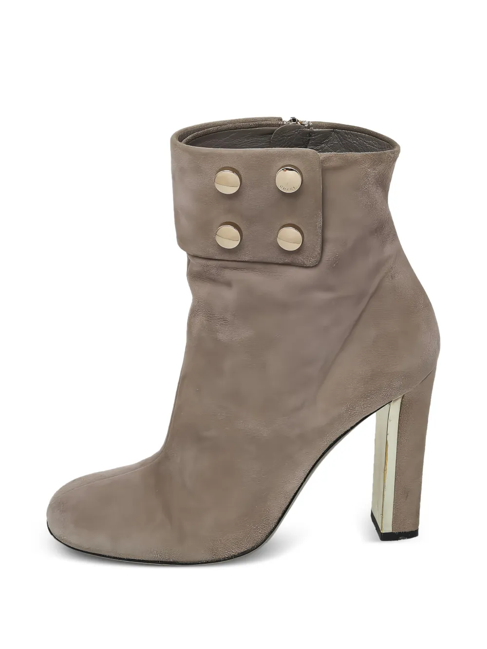 Gucci Pre-Owned fold-over button-detail heeled ankle boots - Grigio