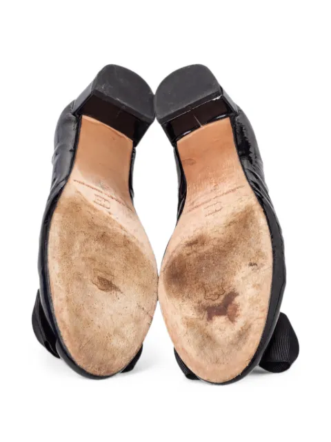 Carolina Herrera Vintage リボン エナメルカーフレザーパンプス