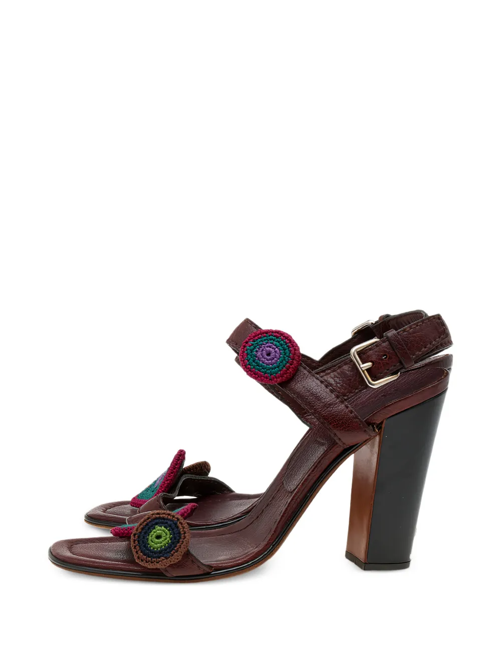 Prada Pre-Owned 105mm floral-embroidered heeled sandals - Braun