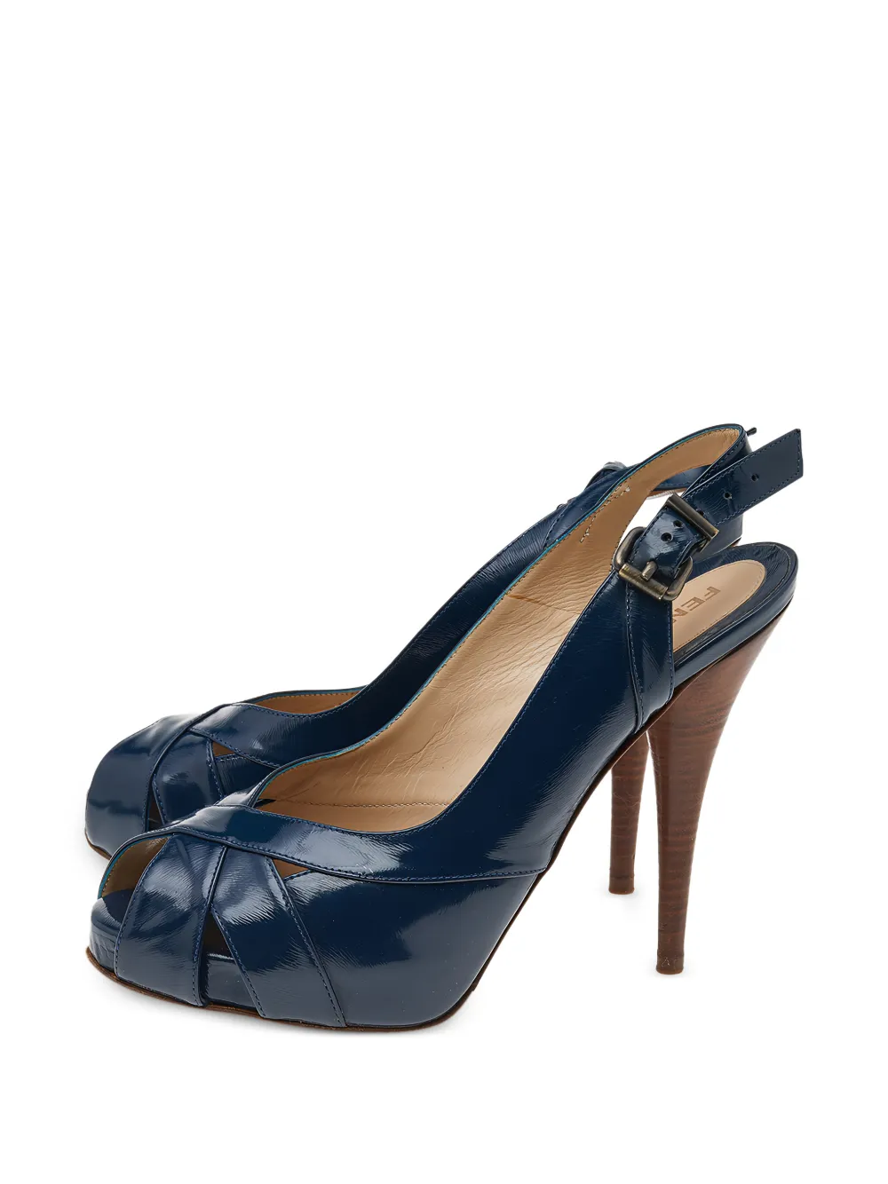 Fendi Pre-Owned peep-toe slingback sandals - Blau