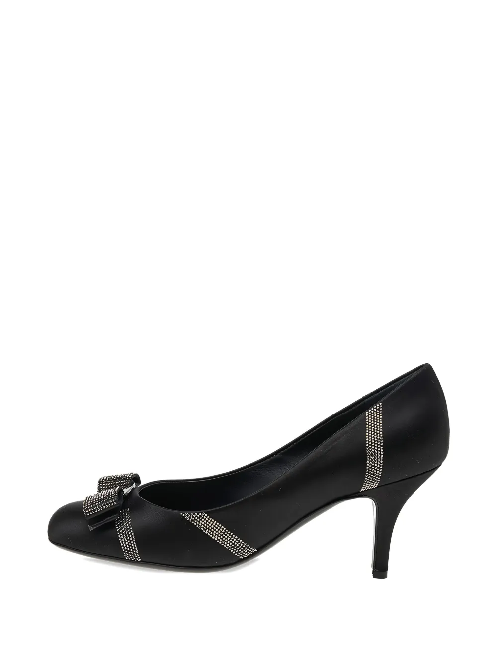 Ferragamo Pre-Owned 80mm Vara Bow crystal-embellished pumps - Nero