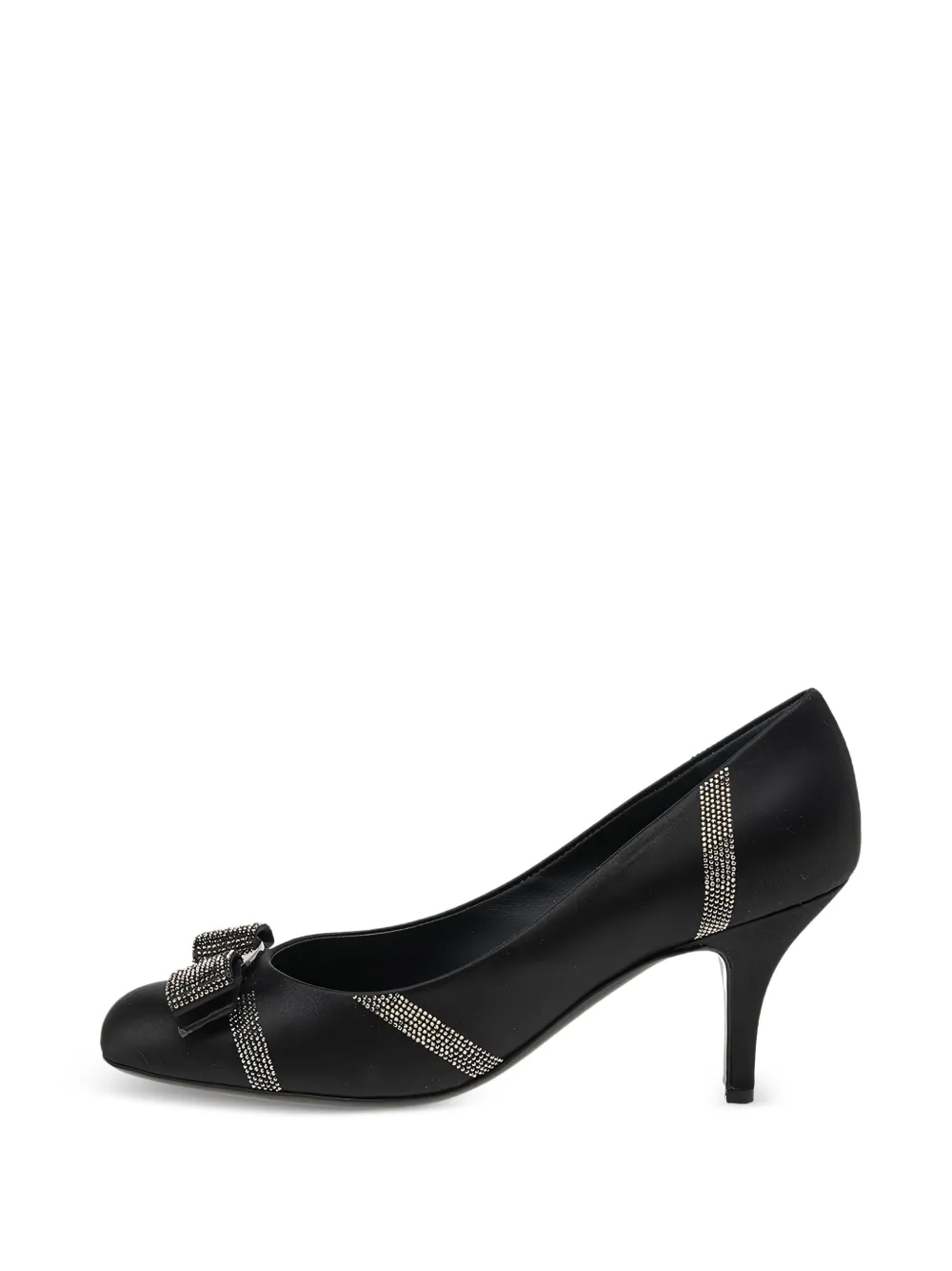 Ferragamo Pre-Owned 80mm Vara Bow crystal-embellished pumps - Nero