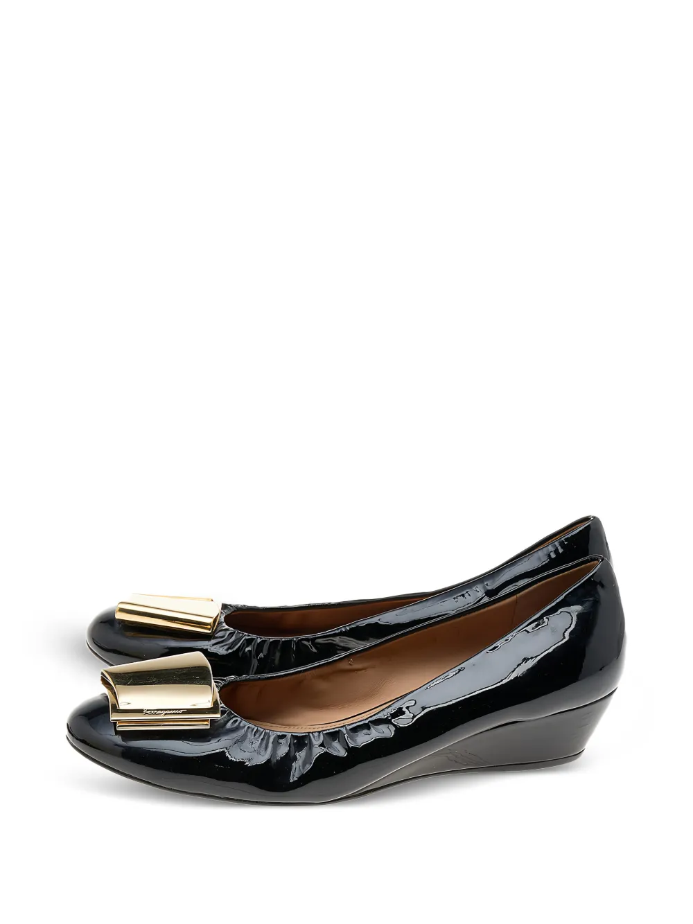 Ferragamo Pre-Owned patent leather wedge pumps - Nero