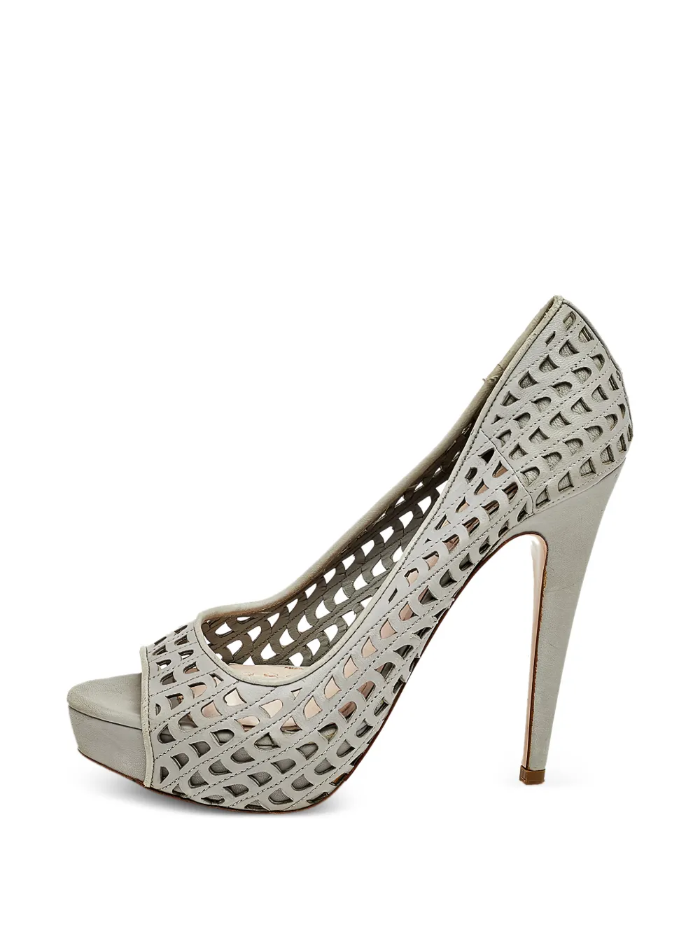 Miu Miu Pre-Owned laser-cut platform pumps - Grigio