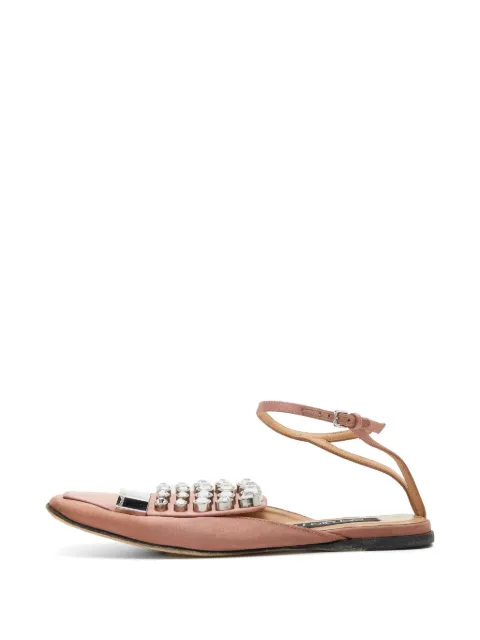 Sergio Rossi Vintage crystal-embellished ankle-strap flat sandals