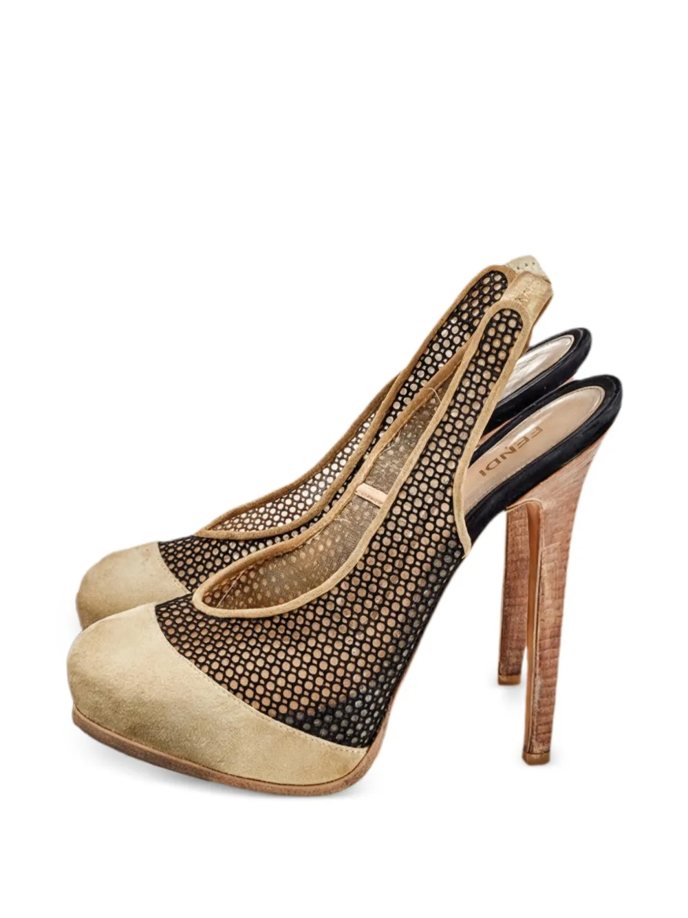 Fendi Pre-Owned Slingback-Sandalen aus Mesh - Nude