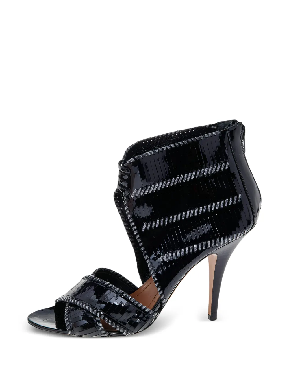 Givenchy Pre-Owned stripe cut patent leather ankle boots - Nero