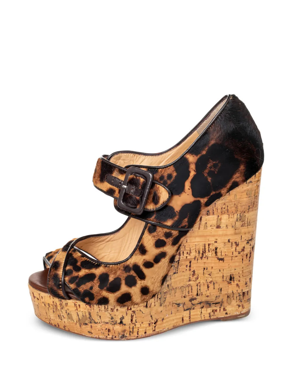 Christian Louboutin Pre-Owned Melides leopard-print wedge sandals - Braun