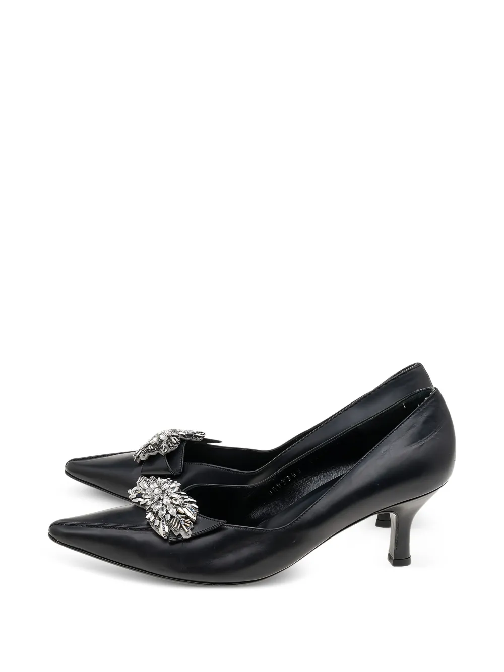 Ferragamo Pre-Owned crystal-embellished leather pumps - Nero
