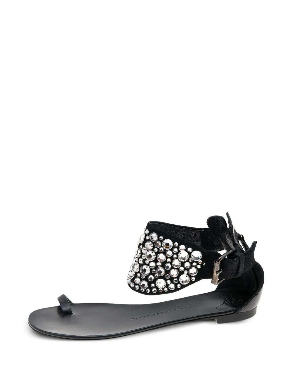 Giuseppe Zanotti Vintage embellished ankle-wrap flat sandals - Nero