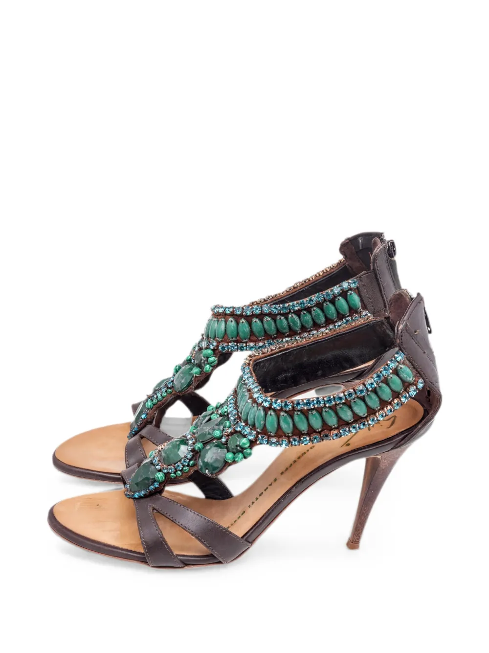 Giuseppe Zanotti Vintage crystal-embellished ankle-strap sandals - Marrone