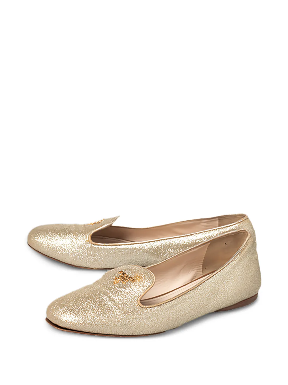 Prada Pre-Owned glitter logo-detail slippers - Oro