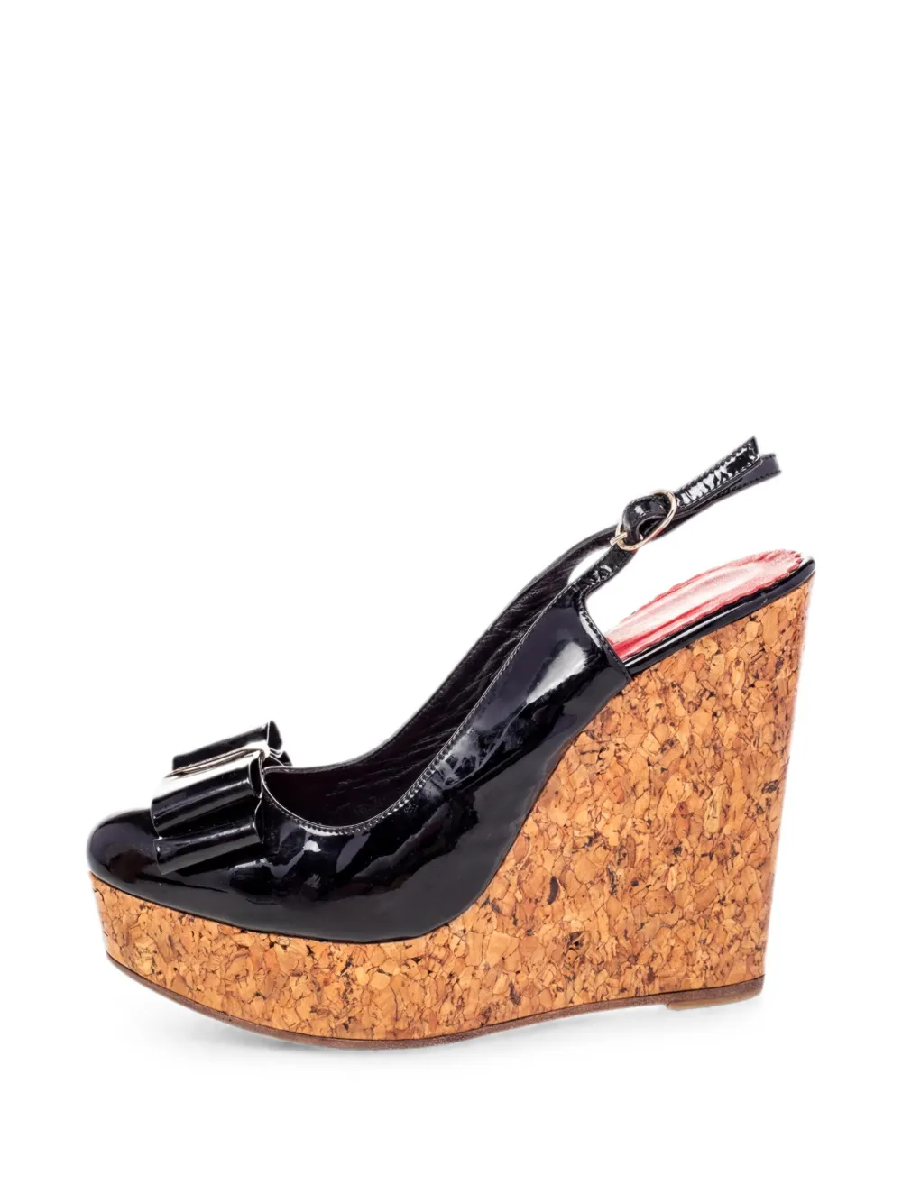 Carolina Herrera Vintage bow wedge sandals - Nero