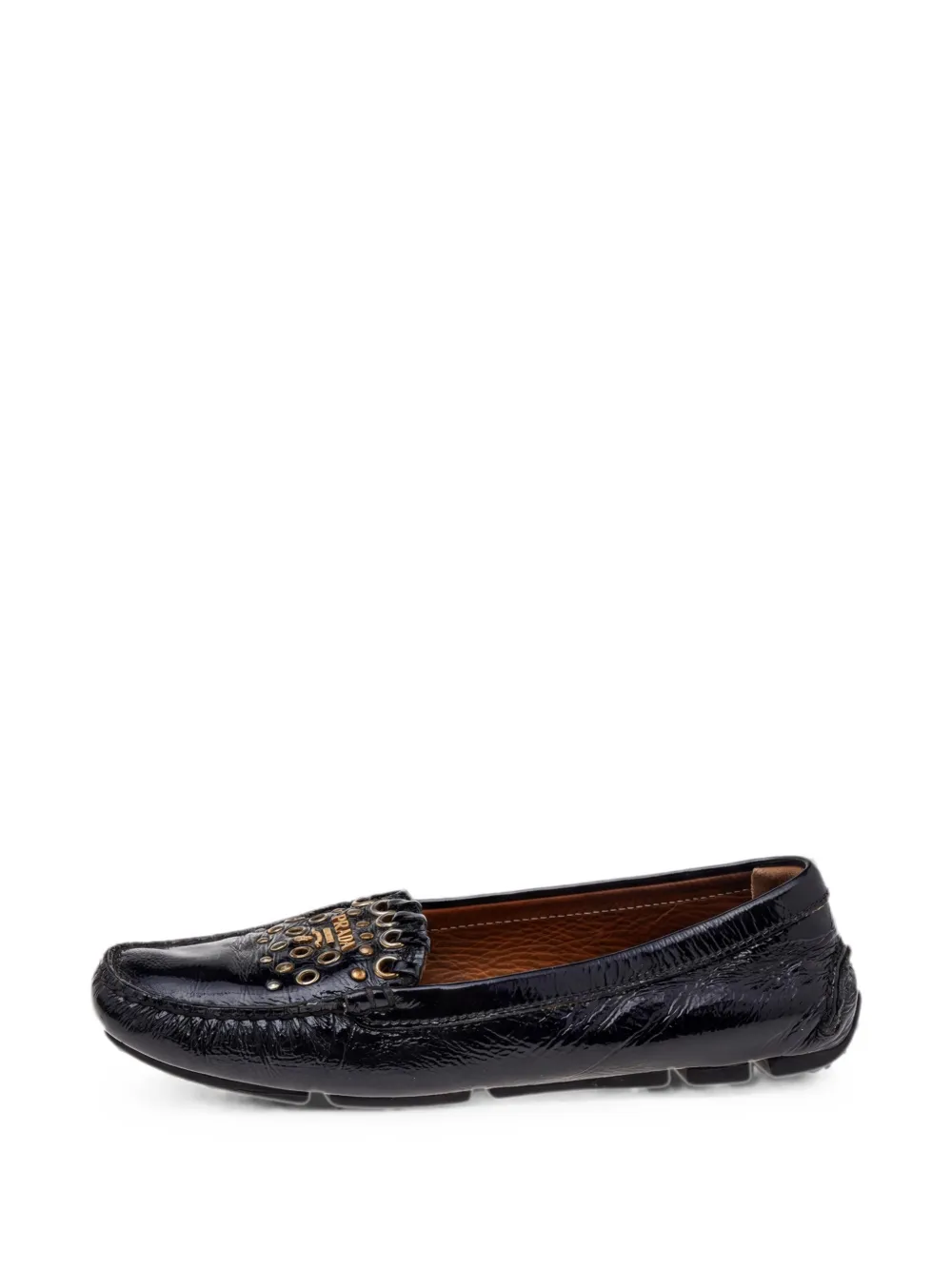 Prada Pre-Owned studded logo-detail boat shoes - Nero