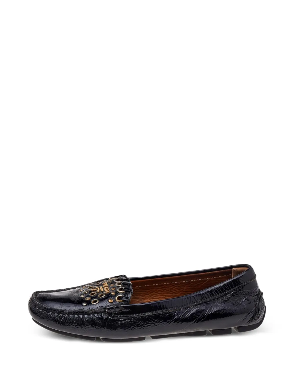Prada Pre-Owned studded logo-detail boat shoes - Schwarz