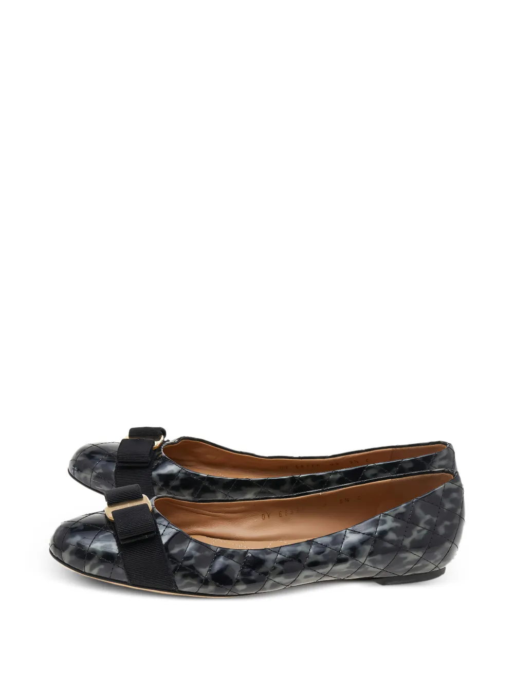 Ferragamo Pre-Owned Vara bow quilted ballet flats - Nero