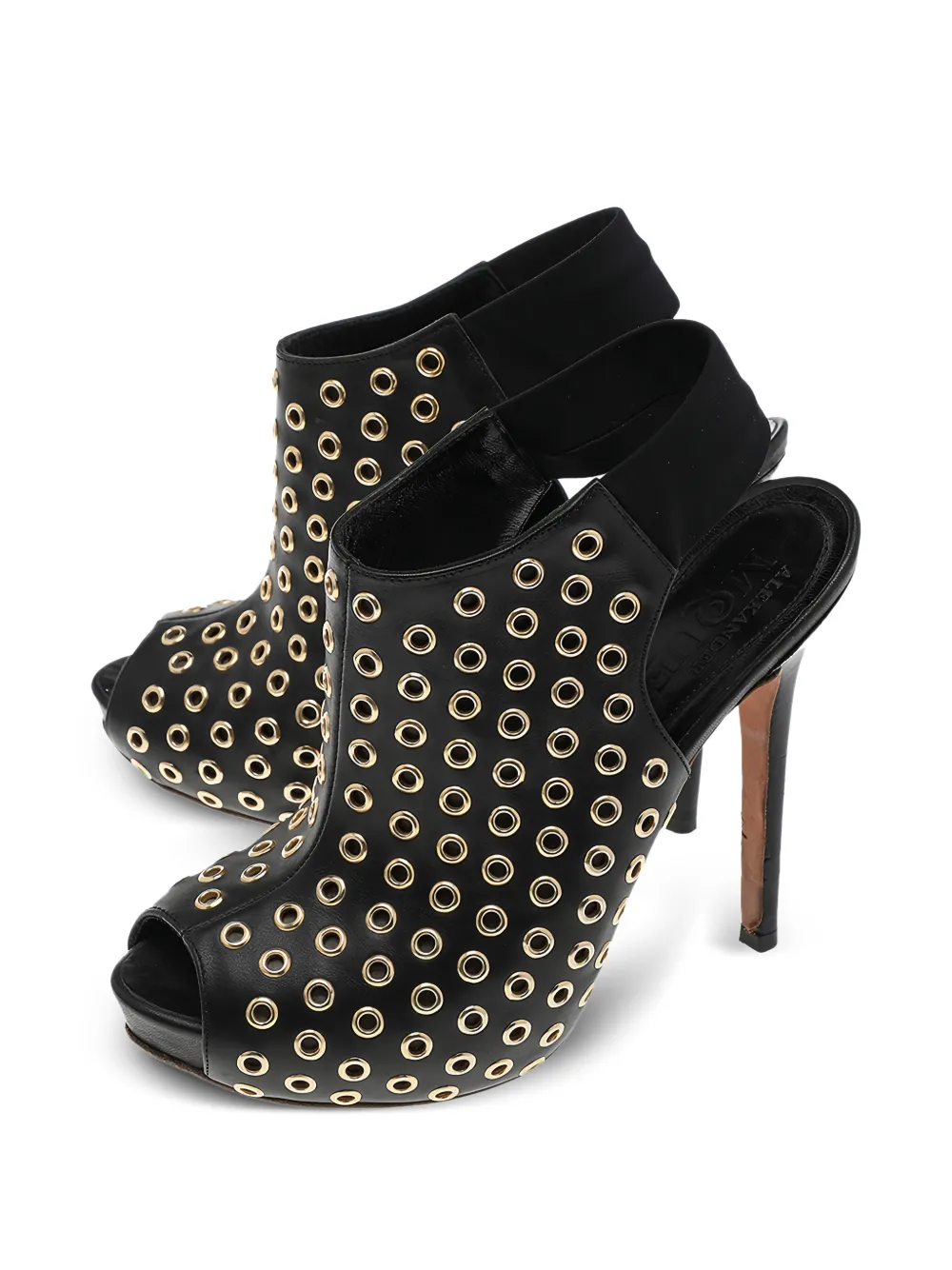 Alexander McQueen Pre-Owned grommet peep-toe ankle boots - Schwarz