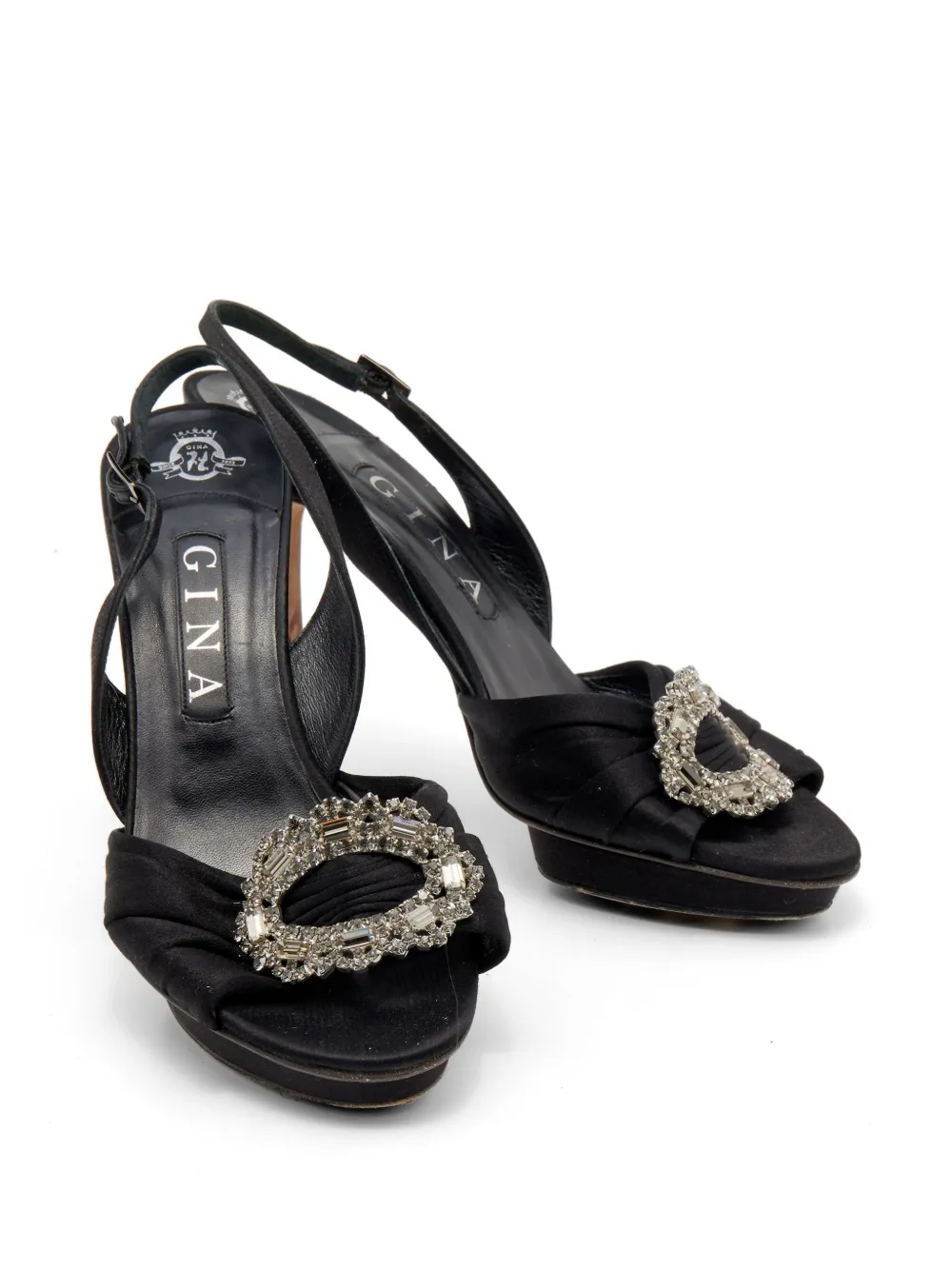 Gina crystal-embellished slingback sandals - Nero