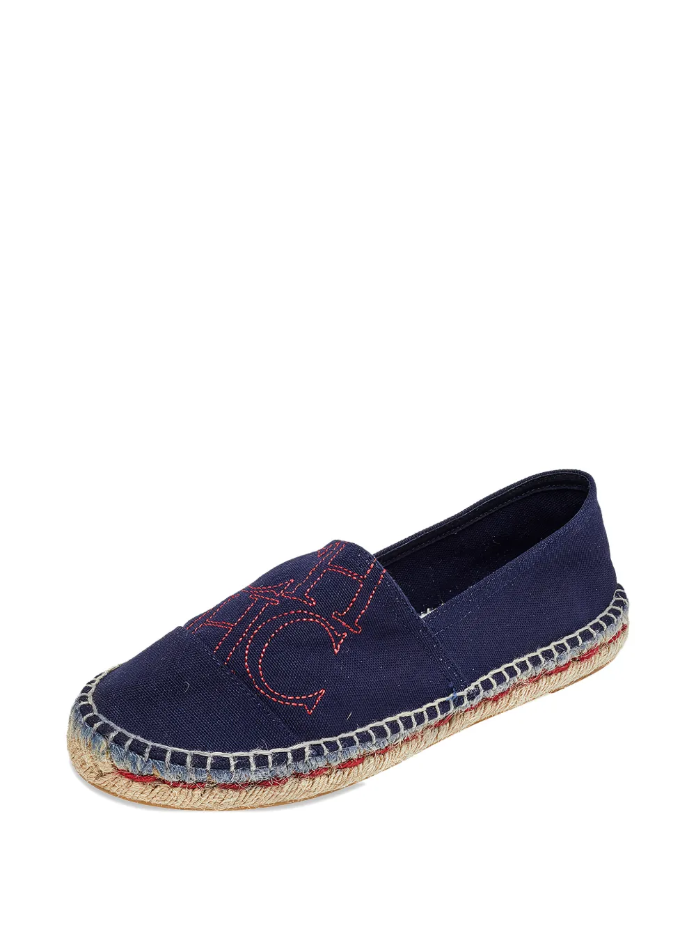 Carolina Herrera Vintage Slip-On monogram-detailed canvas flat espadrilles - Blau