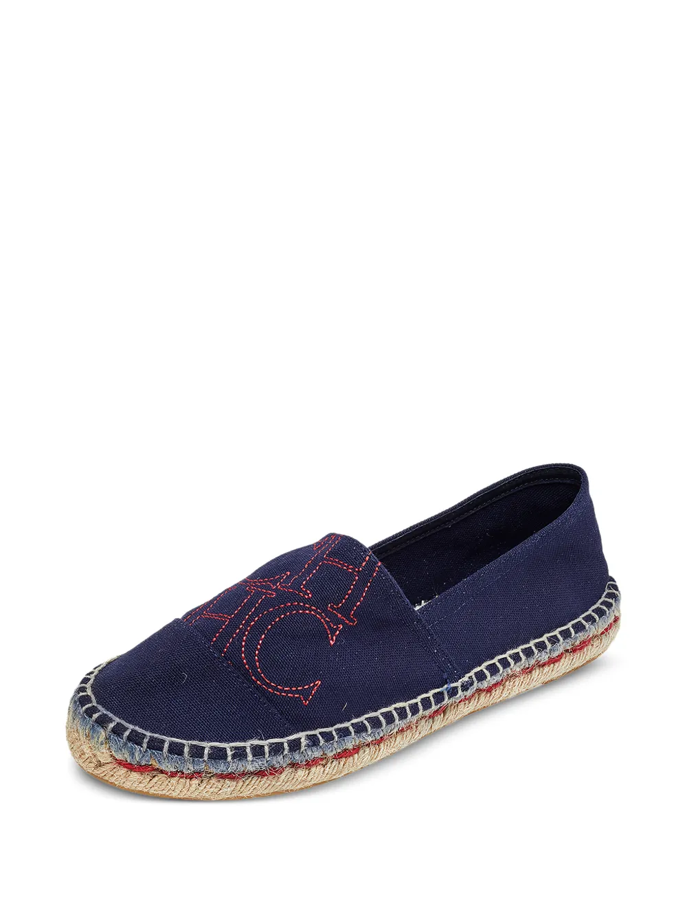 Carolina Herrera Vintage Slip-On monogram-detailed canvas flat espadrilles - Blau