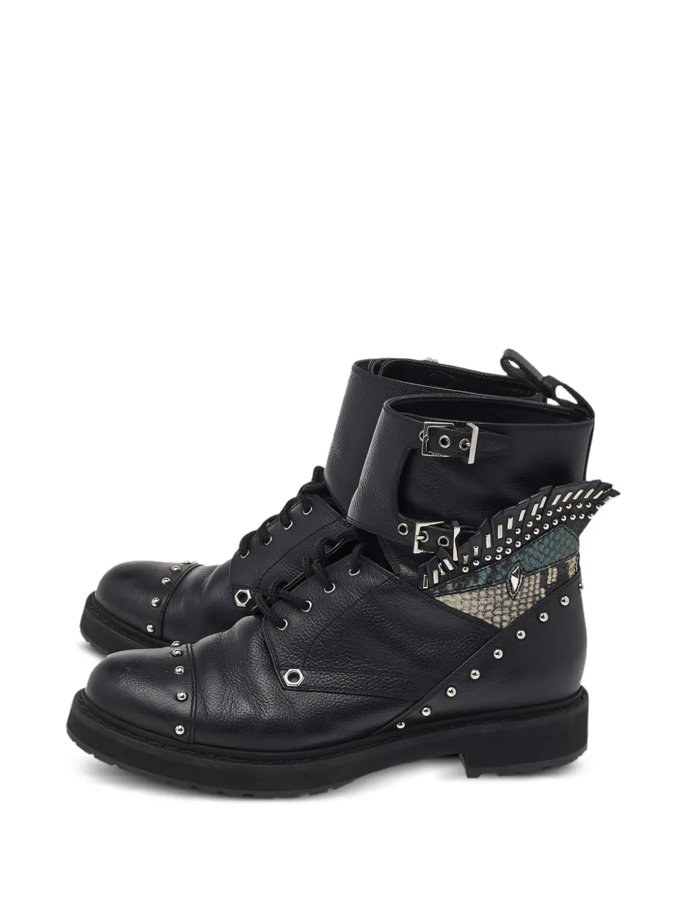 Fendi Pre-Owned buckled python-embossed ankle boots - Schwarz
