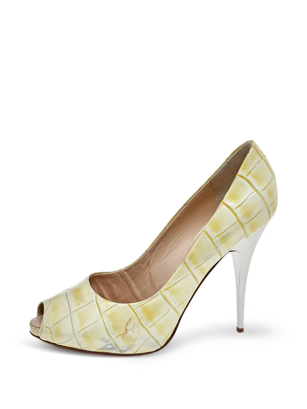 Giuseppe Zanotti Vintage croc-embossed peep-toe pumps - Giallo