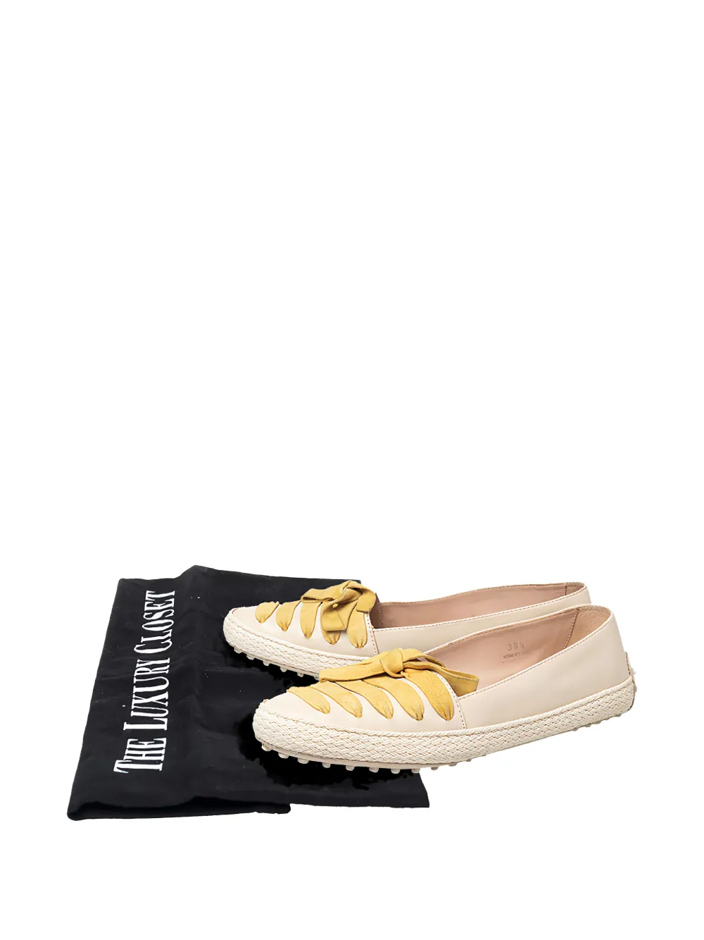 Tod's bow leather espadrille ballet flats - Nude