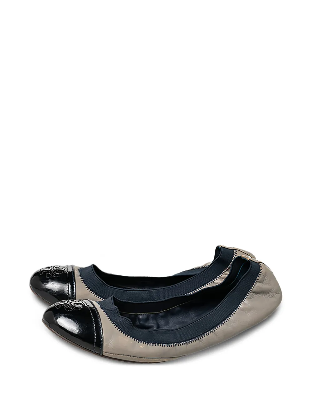 Tory Burch Gabby Scrunch logo ballet flats - Grigio