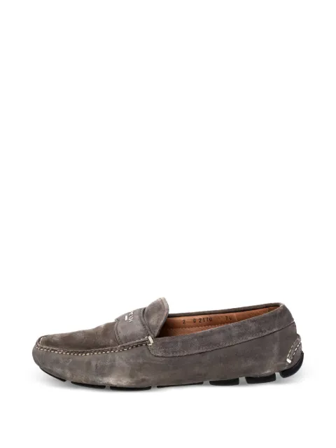Prada Pre-Owned logo-detail suede loafers