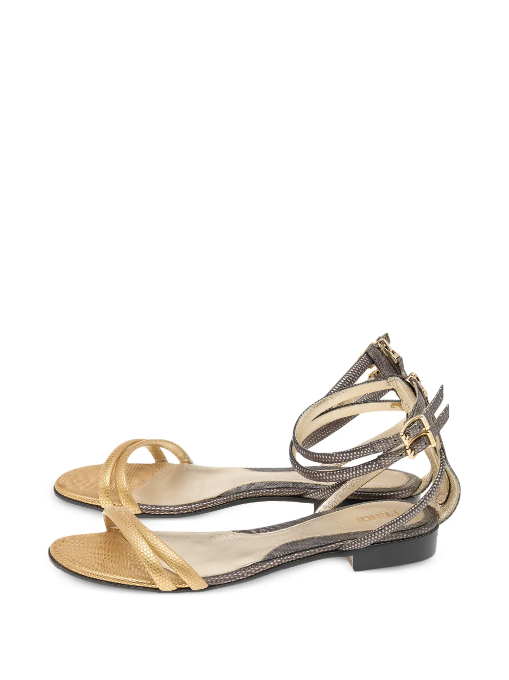Fendi Pre-Owned lizard-embossed ankle-strap sandals - Schwarz