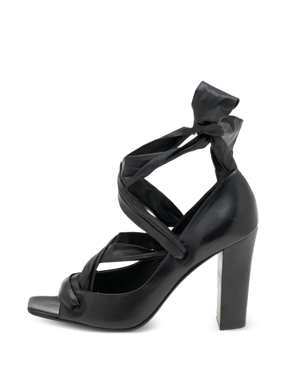 Saint Laurent Pre-Owned open-toe ankle-wrap pumps - Black