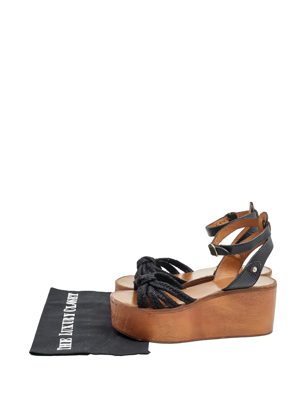 ISABEL MARANT Knotted wedge plataform sandals - Schwarz