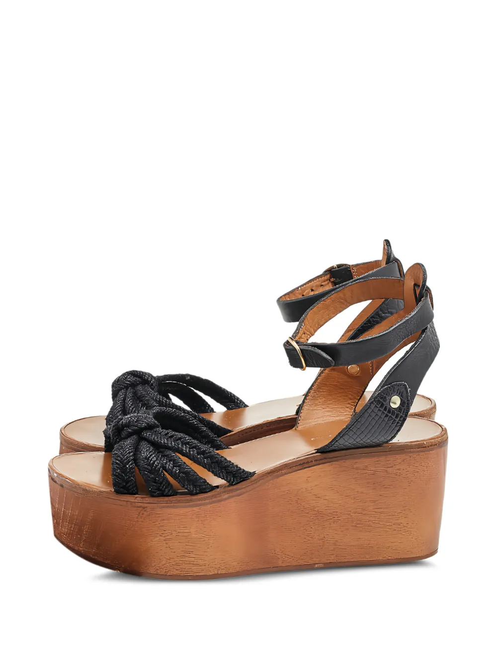 ISABEL MARANT Knotted wedge plataform sandals - Schwarz