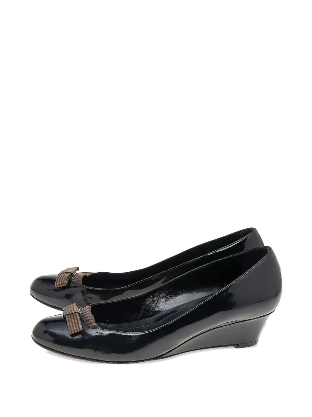 Fendi Pre-Owned bow wedge pumps - Schwarz