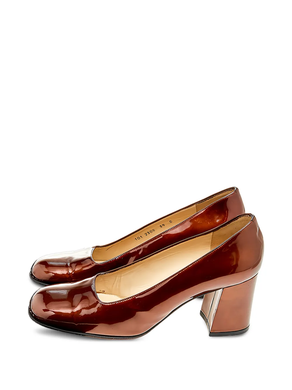 Gucci Pre-Owned patent leather block-heel pumps - Braun