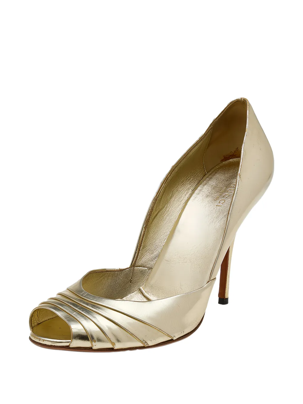 Gucci Pre-Owned metallic peep-toe pumps - Gold