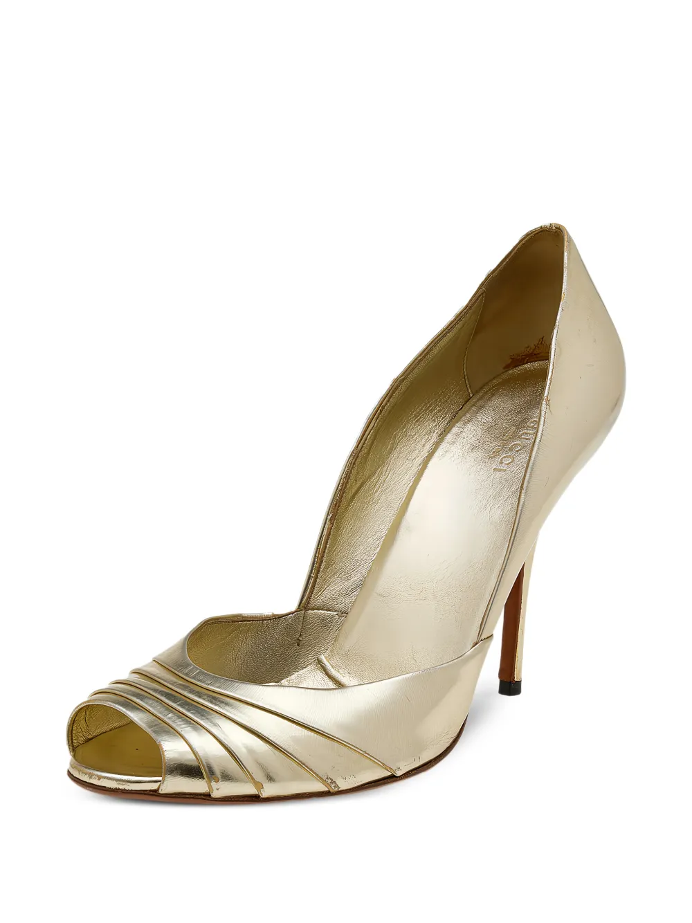 Gucci Pre-Owned metallic peep-toe pumps - Gold