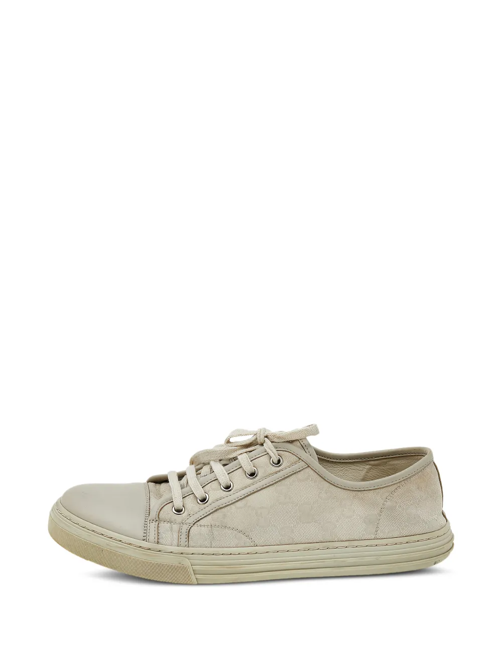 Gucci Pre-Owned GG canvas leather low-top sneakers - Weiß